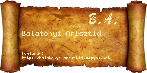 Balatonyi Arisztid névjegykártya